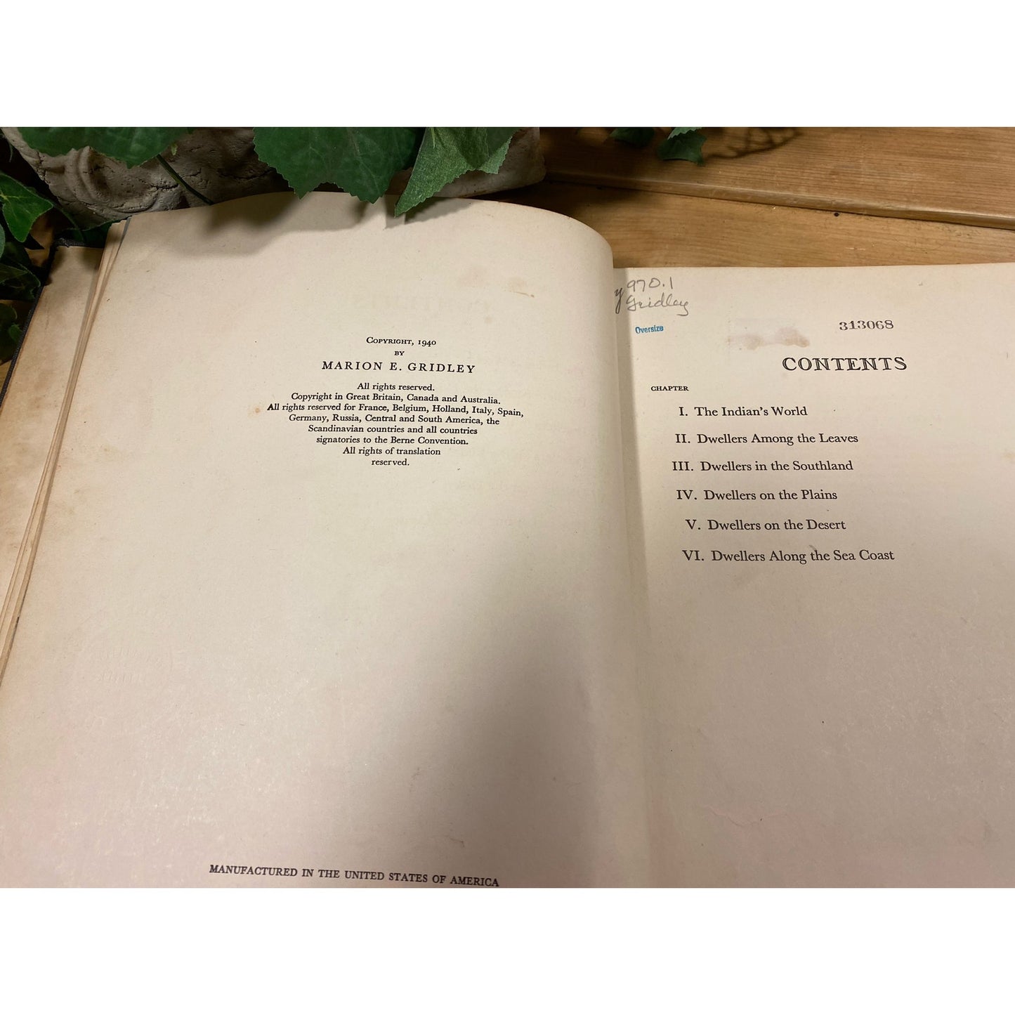 Vintage Book: Indians of Yesterday | 1940 | Written by Marion Gridley | Illustrated by Lone Wolf | History of American Indians | Hardcover