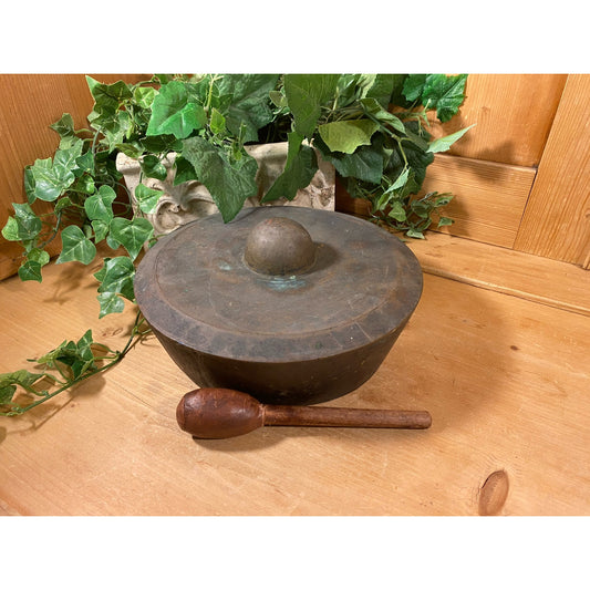 Vintage Metal Ceremonial Gong with Wooden Mallet | Meditation | Japanese Drum | Zen | Buddhist | Meditation | Academia Table Decor | Asian