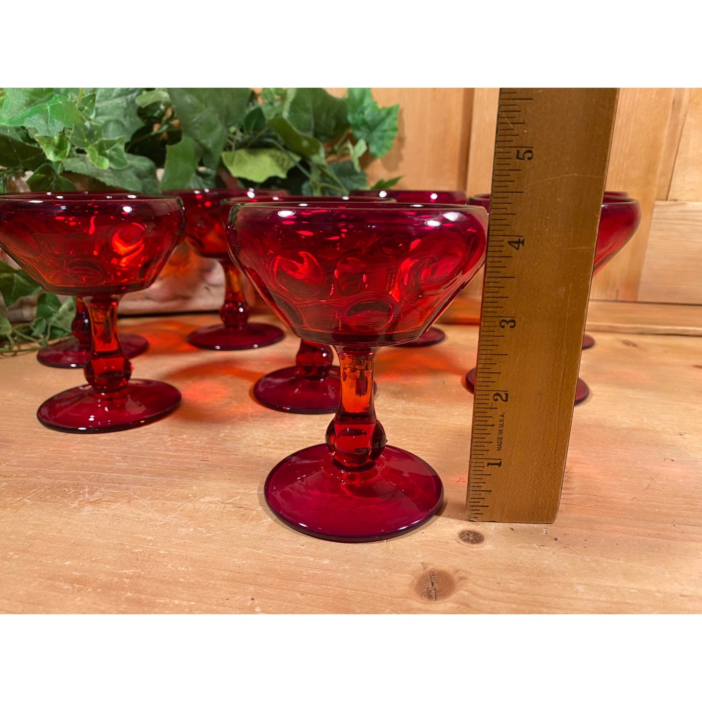 Vintage Ruby Red Champagne Glasses - Set of 8  | Popeye & Olive | Ruby Red Wine, Sherbet, Sorbet Glasses | Cottagecore Table Decor | MCM