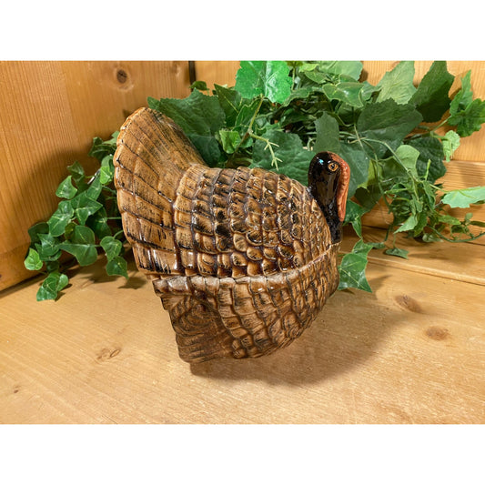 Vintage Brown Ceramic Turkey Covered Dish | Cottagecore Table Decor | Thanksgiving Decor | Brown Ceramic Turkey Candy Dish | Farmhouse Decor