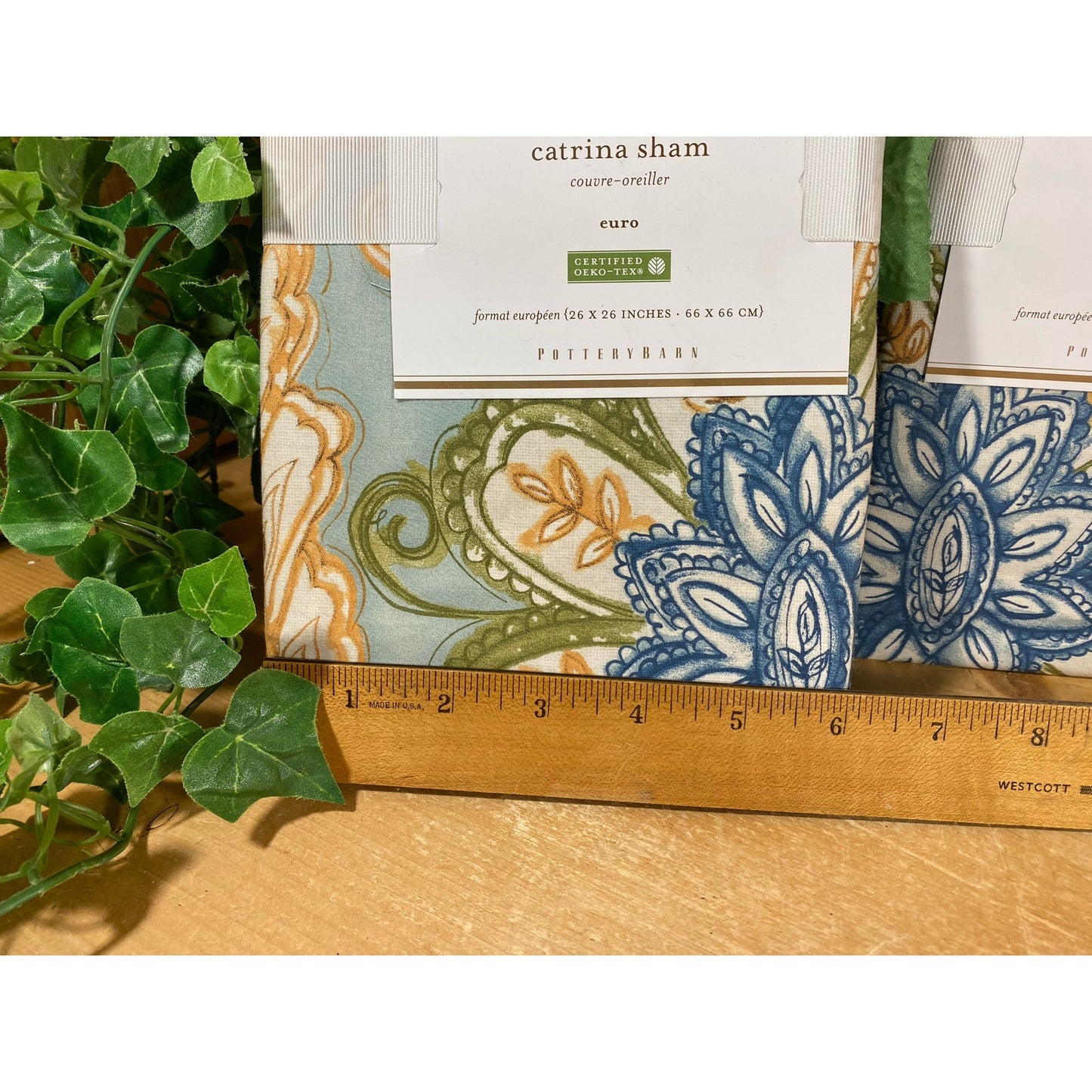 Pottery Barn Euro Pillow Shams (New In Package) Set of 2 | Catrina Sham | Oeko-Tex | European Shams | 26x26 | Cottagecore Bedroom | Farmhouse
