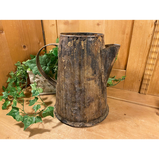 Vintage Large Metal Pitcher | Rustic Metal Glue Pot Pitcher | Primitives | Industrial Room Decor | Rustic Farmhouse Table Decor