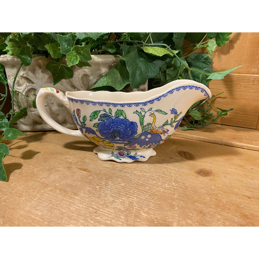 Vintage Ironstone Gravy Boat | Mason's Regency | Made In England | White, Blue, Yellow, Green | Cottagecore Table Decor | English Country