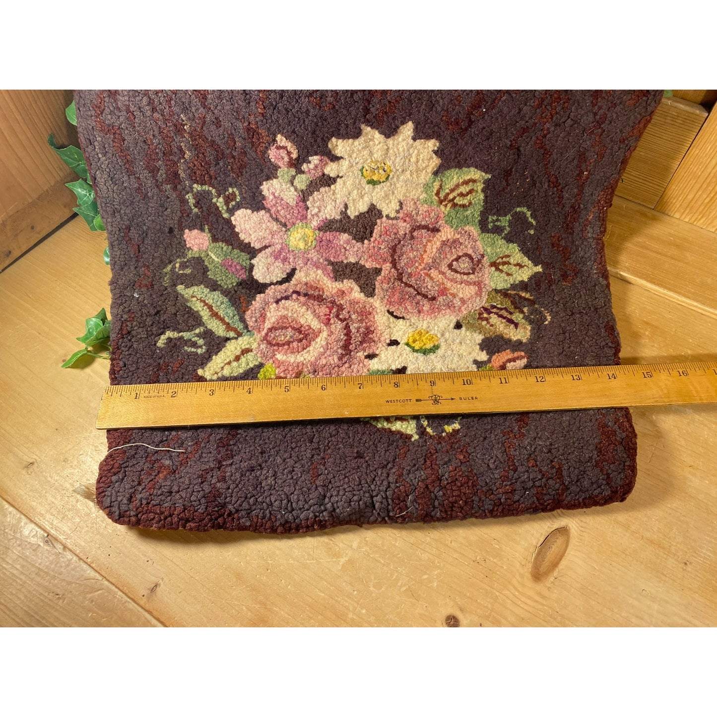 Vintage Floral Needlepoint Chair Seat Cover | Handmade Textile Art Panel | Dark Floral Needlepoint | Cottagecore Decor | Victorian Decor