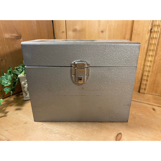 Vintage Gray Metal File Box | Versa | Midcentury Modern Office Decor | Lock Box | Industrial Office Decor | Metal File Box | File Organizer