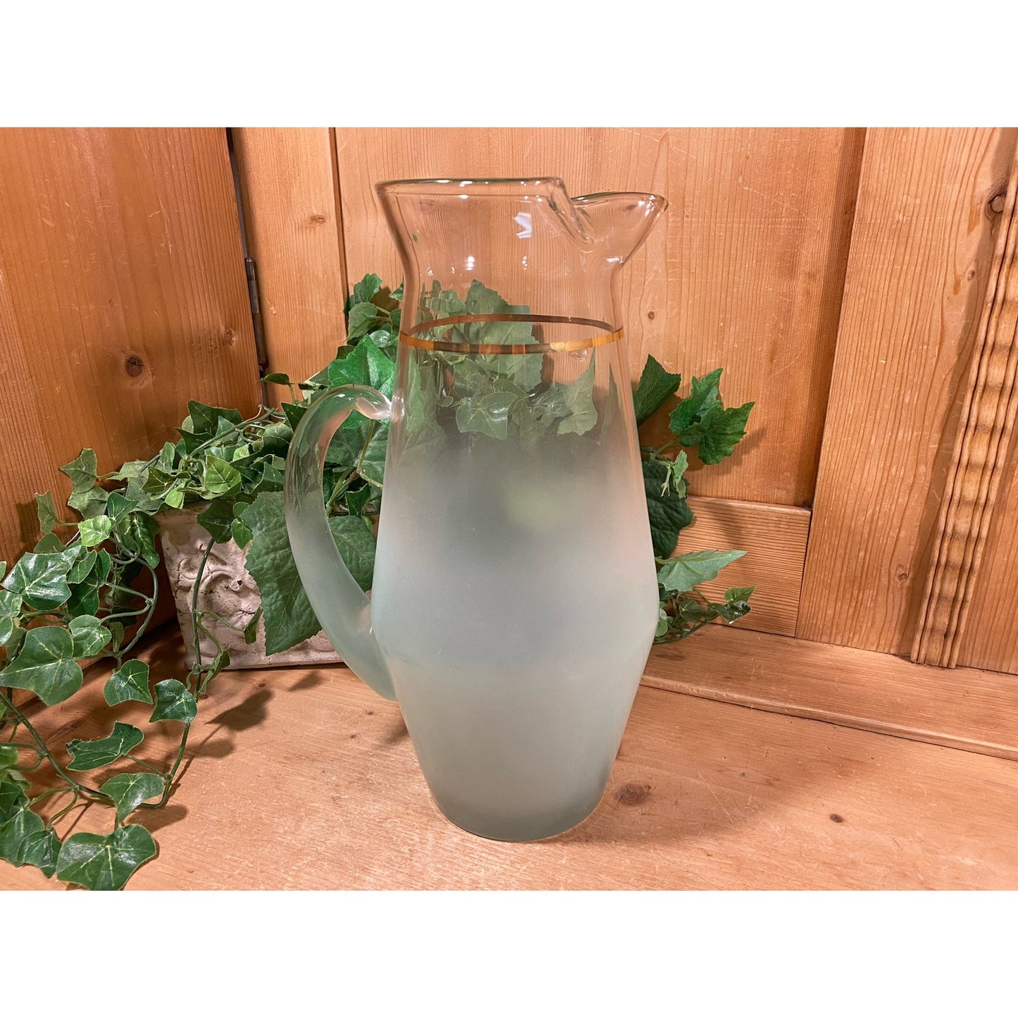 Vintage Blendo Frosted Aqua Blue Glass Pitcher and Tumblers - Set of 5 | Midcentury Modern Drinkware Set | Blendo Pitcher + Glasses