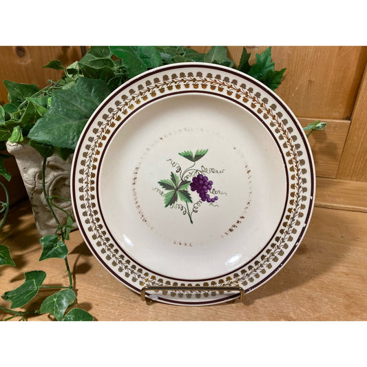 Vintage Gilded Creamware Grapes Plate | Made In England | Cottagecore Table Decor |  White, Purple, Green, Gold | Shabby Chic Table Decor