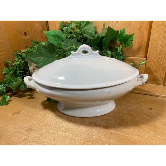 Vintage Wedgwood White Ironstone Covered Serving Dish | Made In England | 2 pc. White Ironstone Serving Dish | Victorian Decor | Cottagecore