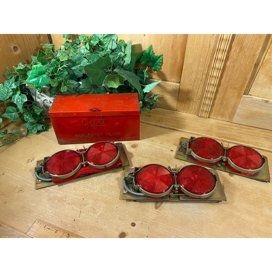 Vintage Emergency Reflector Flare Set | Grote | Red Emergency Reflectors | Midcentury Modern | Automobile Shelf Decor | Grote Flare Kit