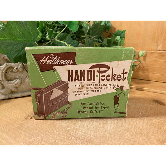 Vintage Healthways Handi-Pocket | "The Ideal Pocket for Every Woman Golfer" | Yellow Pocket Carrier with Belt, Score Card, and Tees | Golf