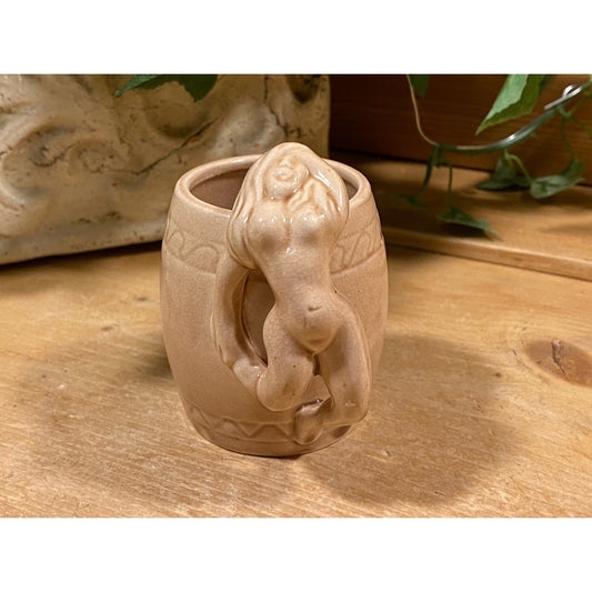 Vintage Handcrafted Naked Woman Pottery Mug | Erotic Woman Beige Pottery Mug | Goddess Mug | Bohemian Kitchen | Boho Shelf Decor