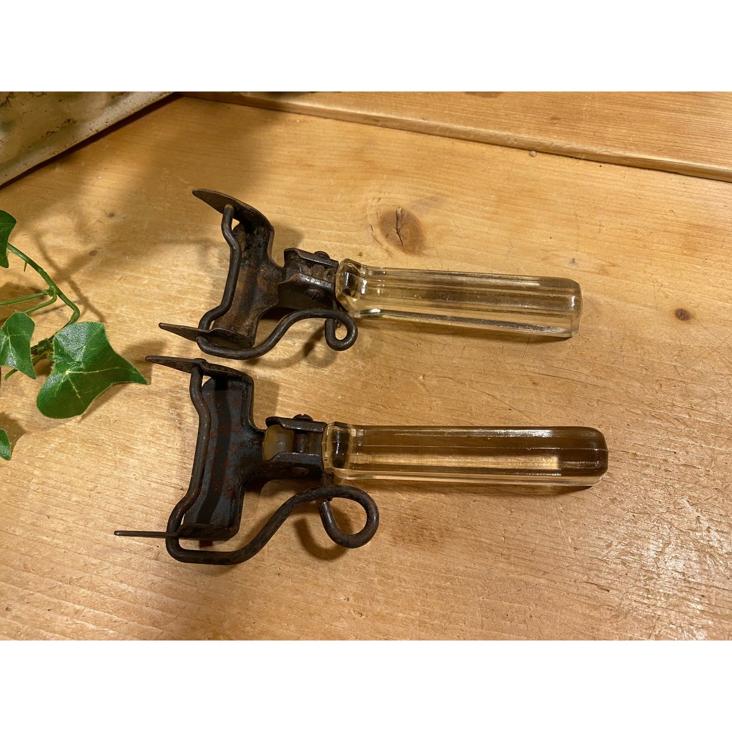 Vintage Pyrex Flameware Metal + Glass Detachable Pot Handles - Set of 2 | Flip Lock Handles for Pots and Pans | Midcentury Modern Kitchen