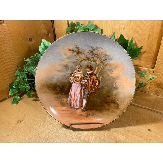 Vintage Courting Couple Porcelain Plate | Limoges | Victorian Courtship Art | European French Plate | Limoges | Shabby Chic Charger Plate