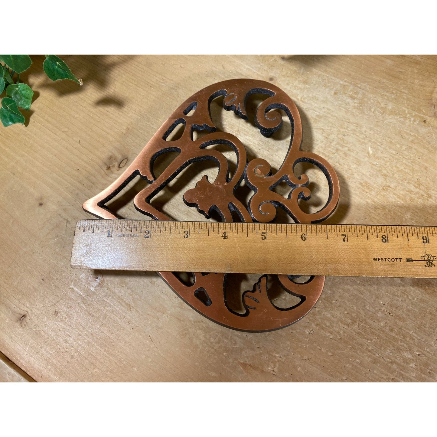 Vintage Cast Iron Copper Heart Trivet | Pampered Chef | 2006 | Round-Up From the Heart | Coppertone Metal Heart Trivet | Farmhouse Kitchen