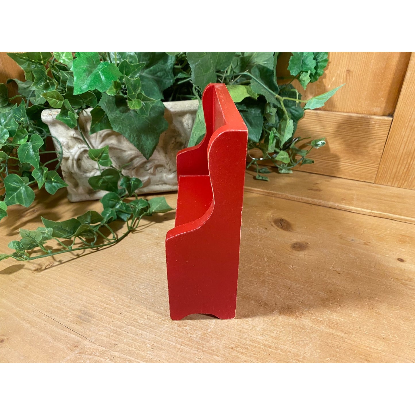 Vintage Red Wooden Doll Bench | Miniature Wood Doll Chair | Doll Furniture | Red Wooden Doll Furniture | Miniature Doll Bench | Doll Bench