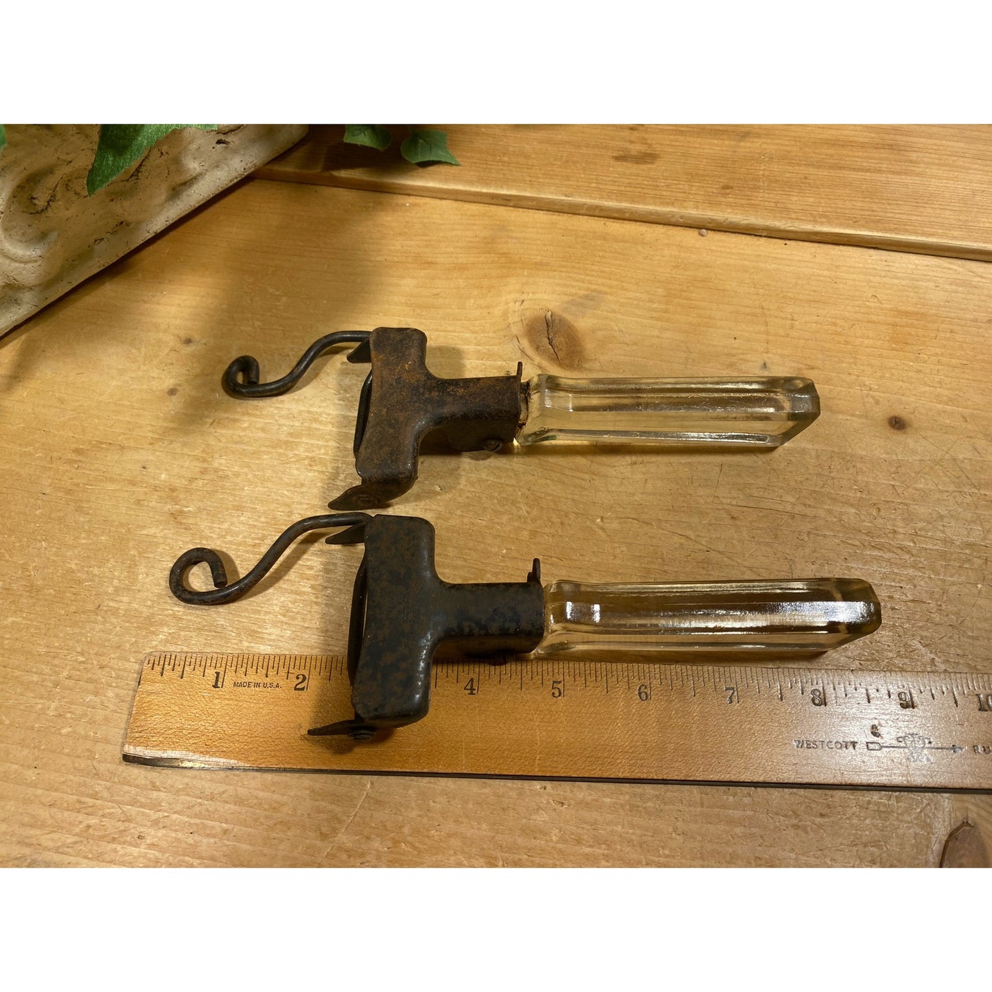 Vintage Pyrex Flameware Metal + Glass Detachable Pot Handles - Set of 2 | Flip Lock Handles for Pots and Pans | Midcentury Modern Kitchen