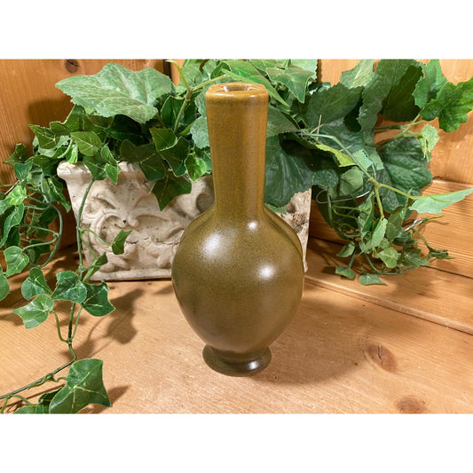 Vintage Green Tea-Dusted Pottery Vase | Bohemian Table Decor | Green Ceramic Flower Vase | Boho Table Decor | Academia Table Decor
