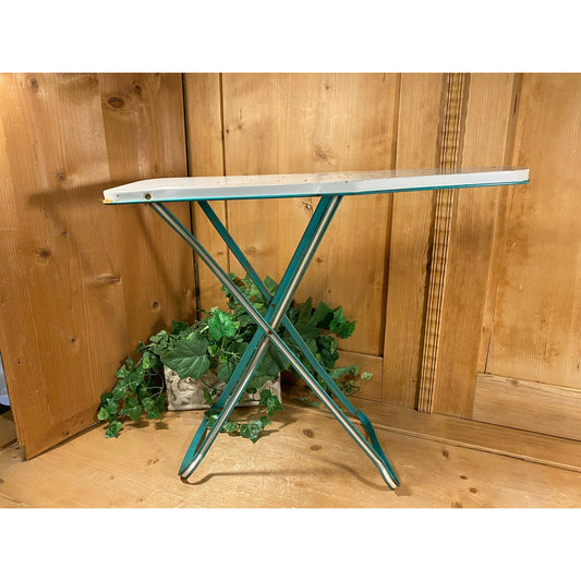Vintage Folding Metal Ironing Board | Midcentury Modern Decor | Blue and White Foldable Metal Ironing Board | Farmhouse Decor | Laundry Room