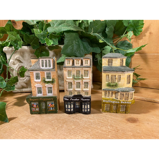 Vintage Ceramic Village House Figurines - Set of 3 | Lilliput Lane  | London Collection | Dominique Gault | Cottagecore | Cottage Figurines