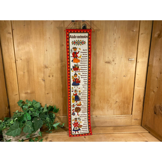Vintage German Shopping List Reminder Textile Wall Hanging | Aide-Memoire | Dutch Motif | Cottagecore Wall Decor | Cottagecore Wall Decor