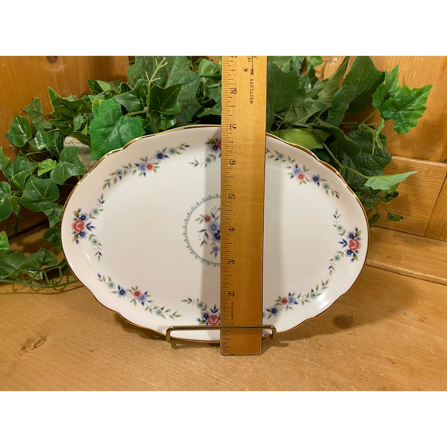 Vintage Oval Floral Wedgwood Plate | Rosedale Pattern | Made In England | White Wedgwood Platter w/ Pink and Blue Flowers | Shabby Chic
