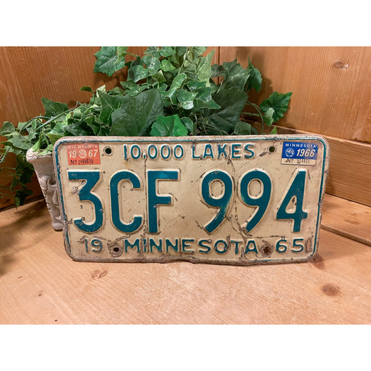 Vintage 1965 Minnesota License Plate | 10,000 Lakes | Metal Car License Plate | Industrial Decor | Farmhouse Decor | Minnesota Collectible