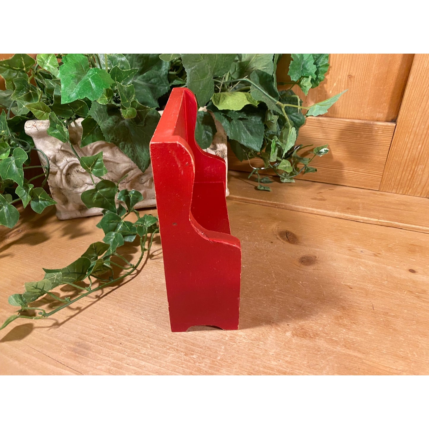 Vintage Red Wooden Doll Bench | Miniature Wood Doll Chair | Doll Furniture | Red Wooden Doll Furniture | Miniature Doll Bench | Doll Bench