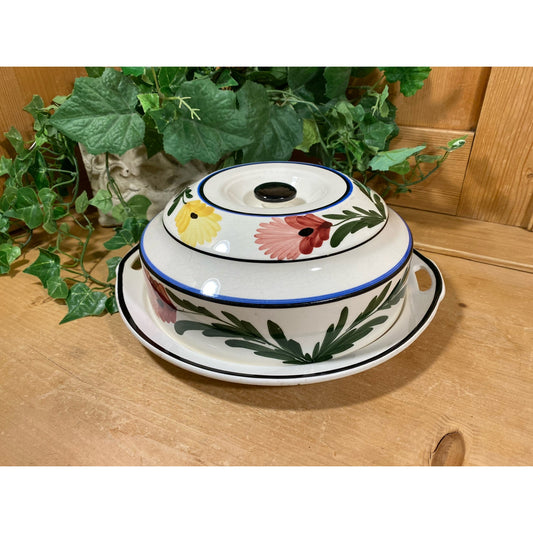 Vintage Hand-Painted Floral Covered Serving Bowl | Made In Germany | 2 pc White Ceramic Serving Dish | Cottagecore Kitchen Decor | Farmhouse