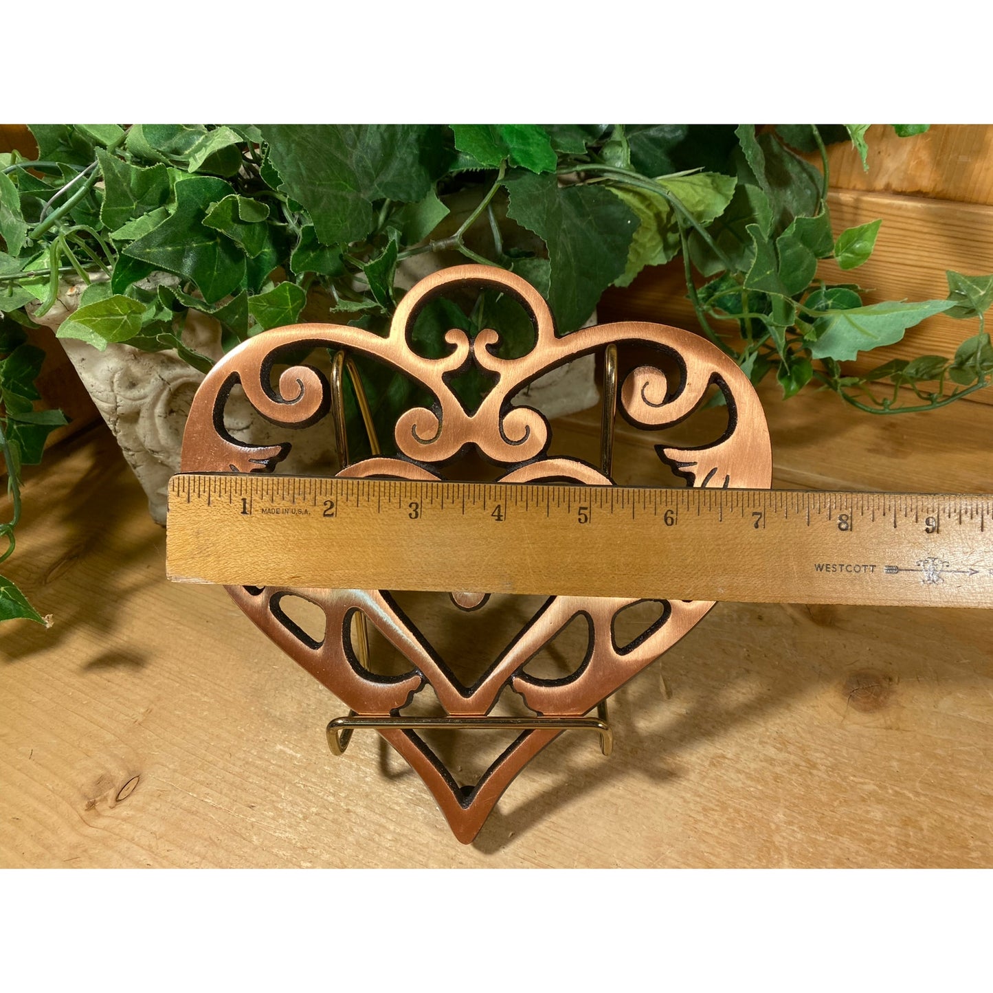 Vintage Cast Iron Copper Heart Trivet | Pampered Chef | 2006 | Round-Up From the Heart | Coppertone Metal Heart Trivet | Farmhouse Kitchen