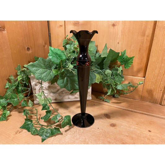 Vintage Black Depression Glass Vase with Flowers |  Academia Table Decor | Midcentury Modern Table Decor | Black Glass Vase for Flowers