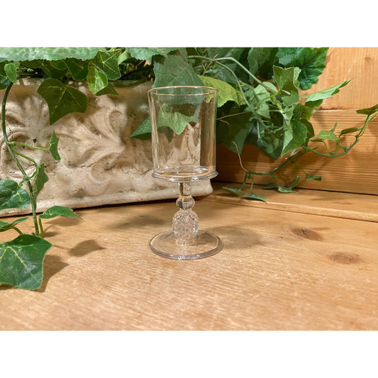 Vintage Crystal Stemmed Cordial Glass | Mini Clear Glass Liqueur or Aperitif Stemmed Glass | Small Round Glass Pedestal Goblet | Victorian