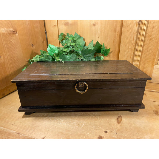 Vintage Wooden Music Jewelry Box | Dark Wood Music Jewelry Box with Hidden Compartment and Red Lining | Academia | Bedroom Dresser Decor