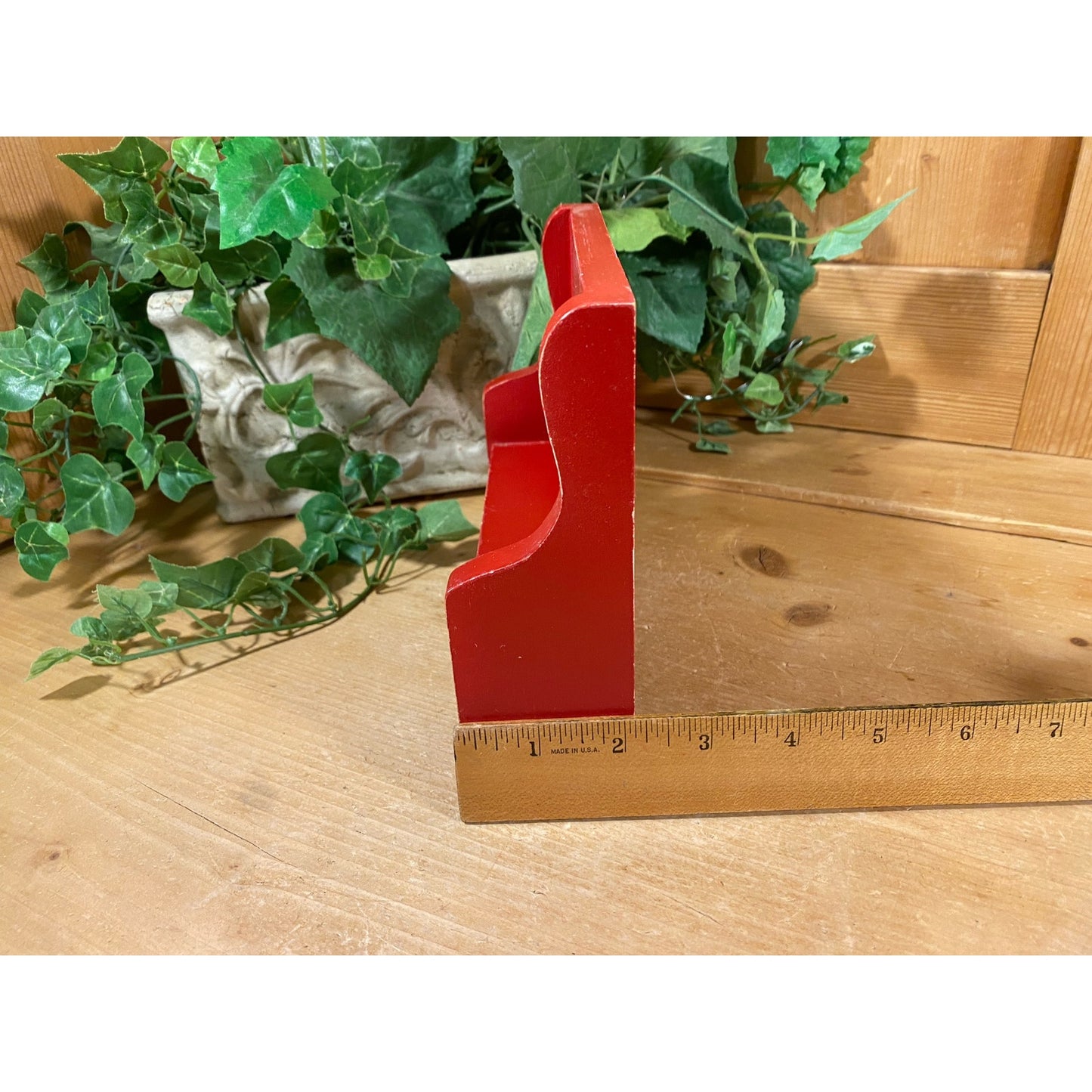 Vintage Red Wooden Doll Bench | Miniature Wood Doll Chair | Doll Furniture | Red Wooden Doll Furniture | Miniature Doll Bench | Doll Bench