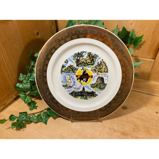 Vintage Souvenir Plate | Wyoming | USA Travel Plate | Midcentury Modern Wall Decor | Americana | Collector Plate | Wyoming Souvenir Plate