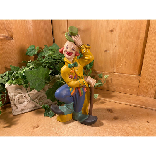 Vintage Ceramic Clown Figurine | Atlantic Mold | Colorful Happy Clown Tipping Hat | Clowns | Midcentury Modern Shelf Decor | Circus Clown