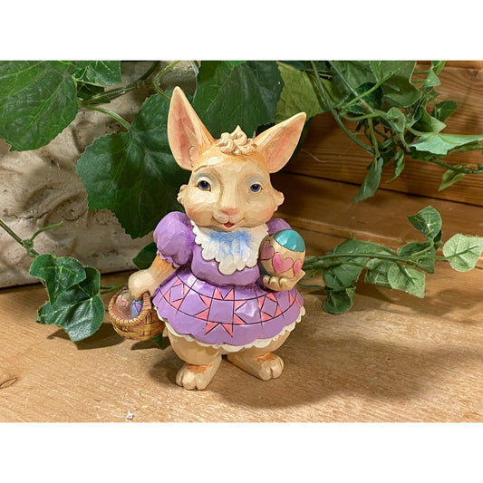 Vintage Resin Bunny Figurine In Purple Dress Holding Easter Eggs | "For Somebunny Sweet" | Jim Shore | Heartwood Creek | Cottagecore Easter