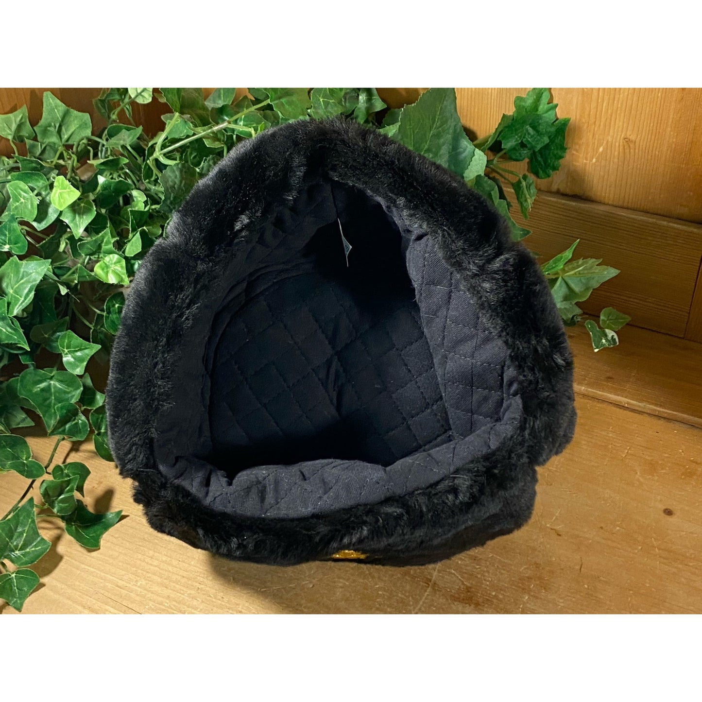 Vintage Russian Black Faux Fur Hat with Insignia Pin | Womens Fashion Faux Fur Lined Winter Hat | Vintage Womens Fashion Hat