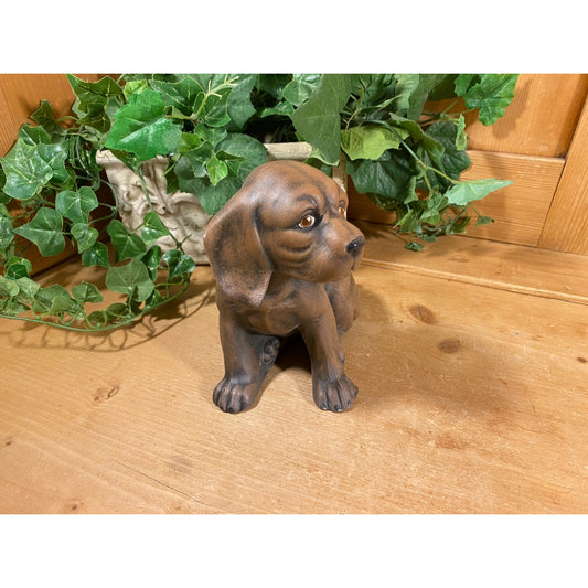 Vintage Brown Ceramic Dog Figurine | Cottagecore Shelf Decor | Puppy Dog Shelf Decor | Ceramic Puppy Figurine | Brown Puppy Dog Figure