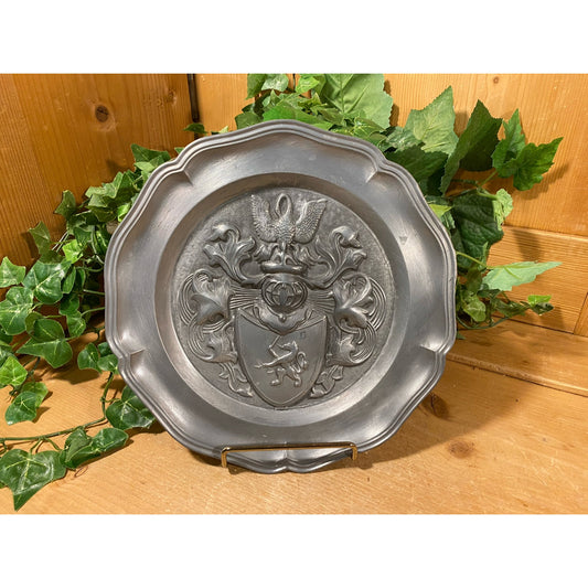 Vintage Metal Decorative Plate with Lion Coat of Arms | Hutte Brooker Creation | Academia Wall Decor | 1970s Wall Decor | Midcentury