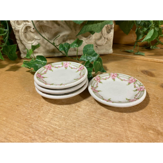 Vintage Pink Floral China Butter Pat Plates - Set of 4 | Butter Pats | White and Pink | Cottagecore Decor | Shabby Chic Decor | Pink Roses