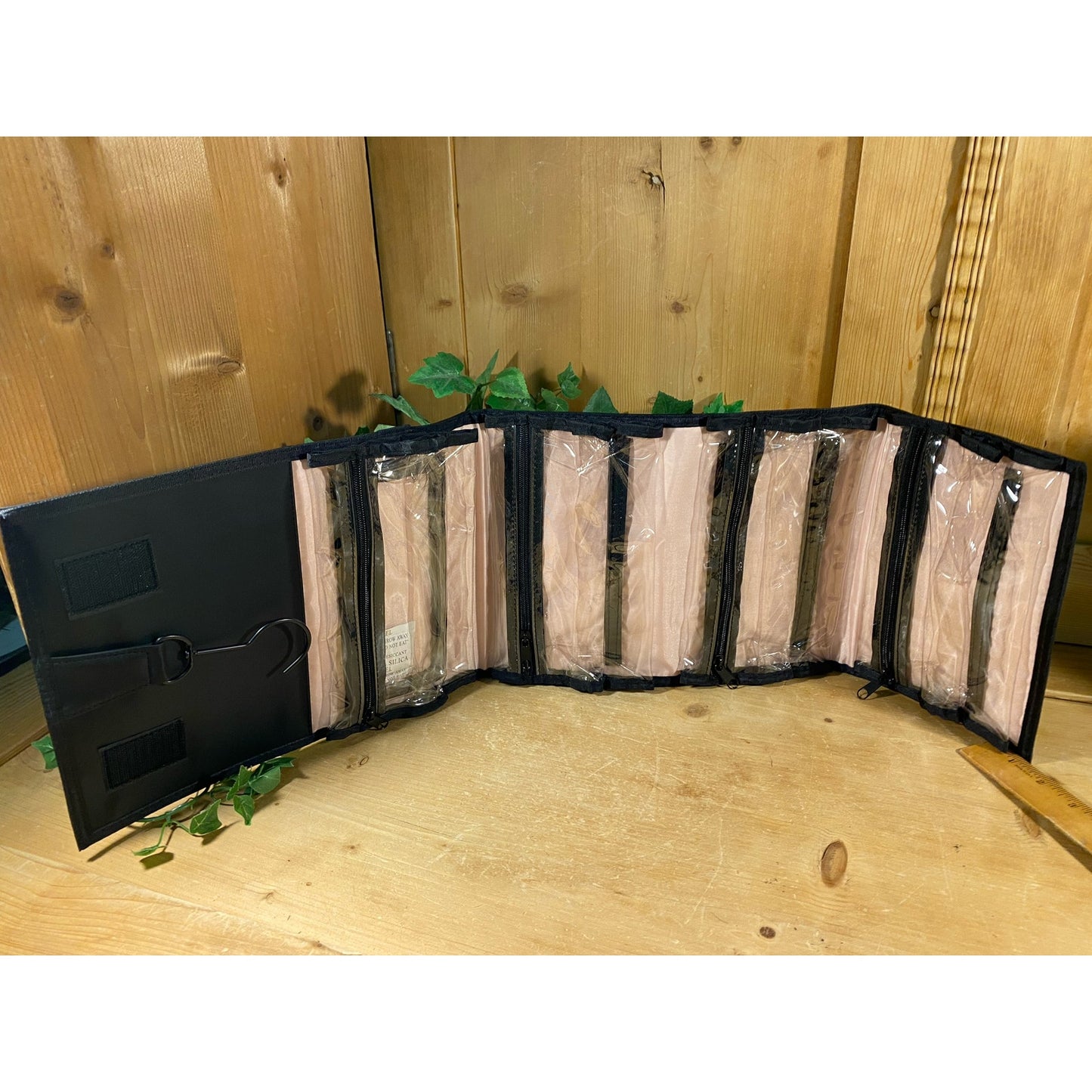 Vintage Mary Kay Cosmetics Travel Bag | New Old Stock | Black Roll-Up Make Up Case | Black Travel Bag with Clear Zippered Sections