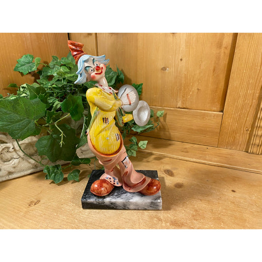 Vintage Norleans Ceramic Clown Figurine | Brightly Colored Musical Hobo Clown Playing Cymbols | Clowns | Midcentury Modern Decor | Circus
