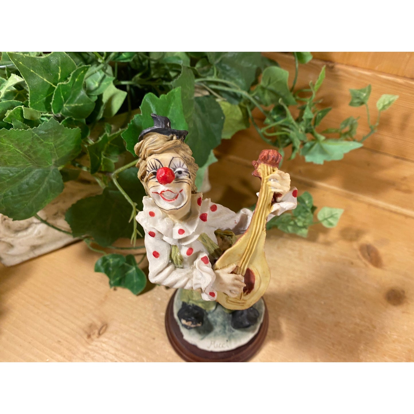 Vintage Ceramic Pucci Clown Figurine | Arnart | 1984 | Hobo Clown Playing A Mandolin | Midcentury Modern Shelf Decor | Circus Collectible