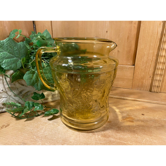 Vintage Amber Depression Glass Pitcher | Federal Glass | 1970s Kitchen Decor | Yellow Glass Water Pitcher | Midcentury Modern Table Decor