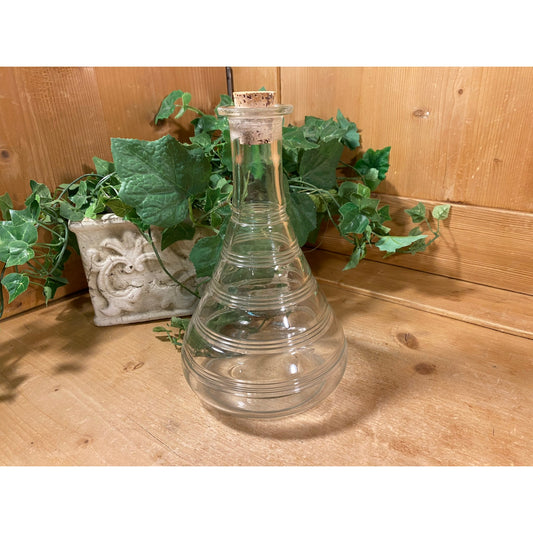 Vintage Striped Clear Glass Decanter for Wine or Spirits | Midcentury Modern Decor | Glass Wine Decanter | Midcentury Barware