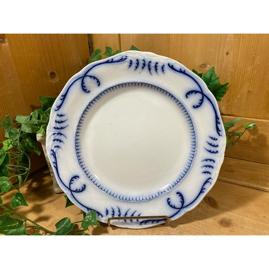 Vintage Blue Flow Porcelain Plate | Orient B.F.  | Cottagecore Kitchen Table Decor | White and Blue Geometric Plate | Scandi Inspired Decor