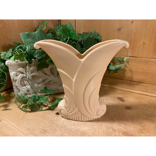 Vintage Art Deco Pottery Vase | Abingdon USA Pottery | 11H | Cameo Pink Ceramic Flower Vase | Art Deco Table Decor | Cottagecore Room Decor