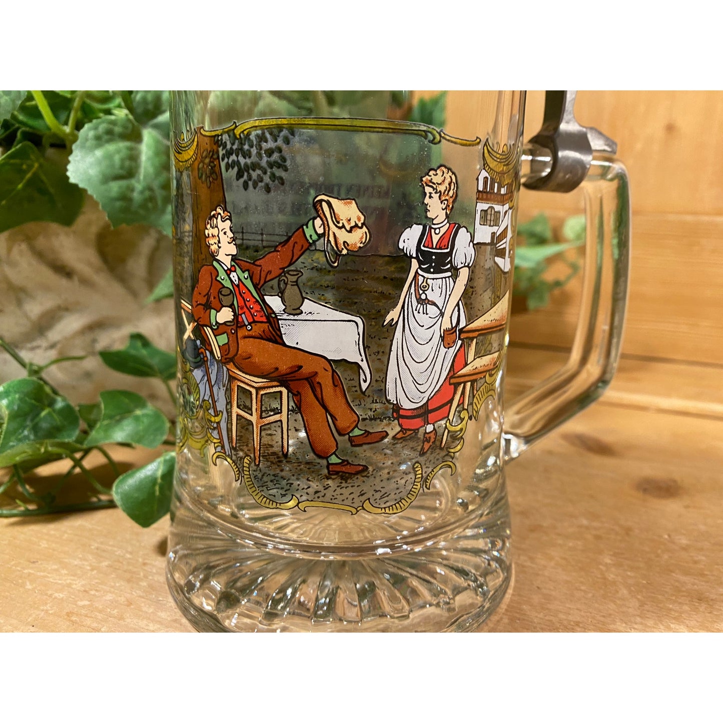 Vintage BMF Glass Beer Stein | Berndorf Metallwaren Fabrik | Glass Beer Mug with Pewter Lid and Handle | Academia | Traditional German Stein