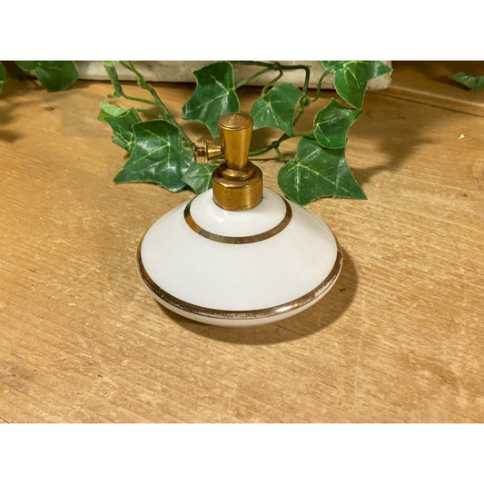 Vintage Milk Glass Perfume Bottle with Gold Trim | Cottagecore | Bedroom or Bathroom Vanity Decor | White Glass Bottle (no atomizer bulb)