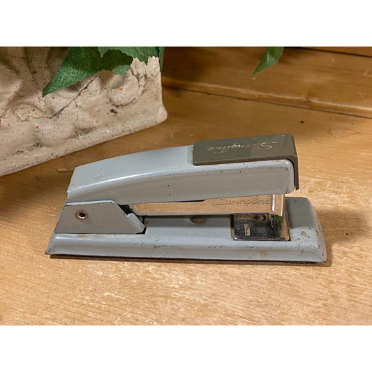 Vintage Gray Swingline Speed Stapler - Works | Two-Tone Gray Speedline Stapler | Made In USA | 1970s Office Decor | Midcentury Desk Decor